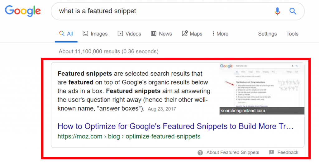 google featured snippets