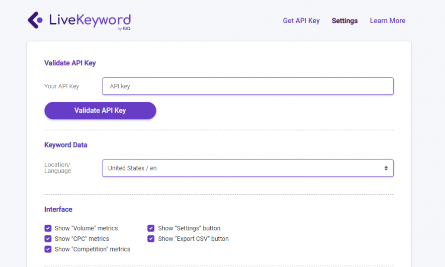 BiQ SEO Suite provides free LiveKeyword extension