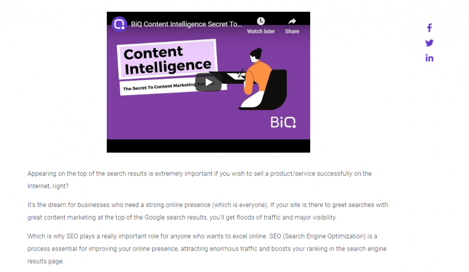 B2B video marketing strategies: BiQ repurposed their blogs into videos