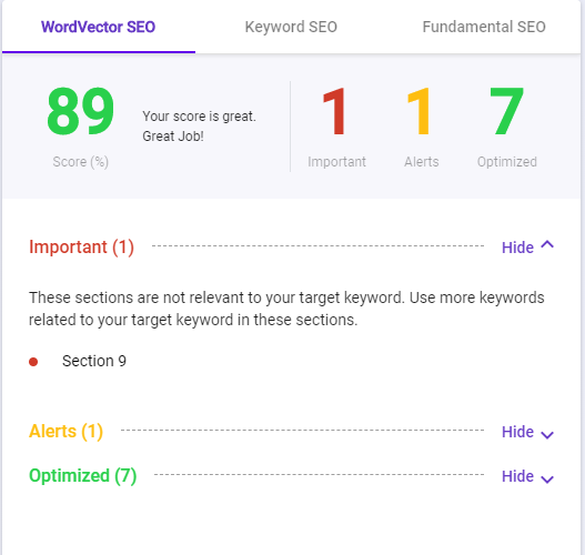 best free seo tool BiQ content intelligence word vector SEO