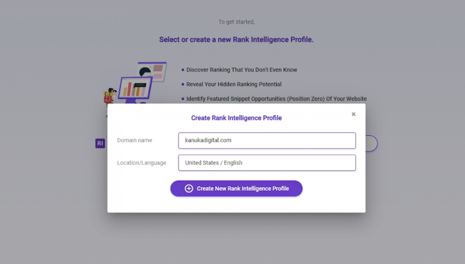Create a new Rank Intelligence profile