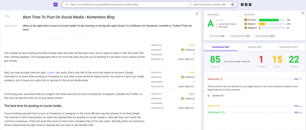 Overview of BiQ SEO Suite content intelligence