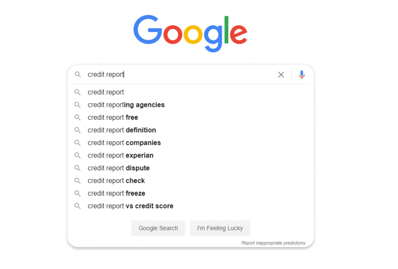 Google suggest results when doing keyword research