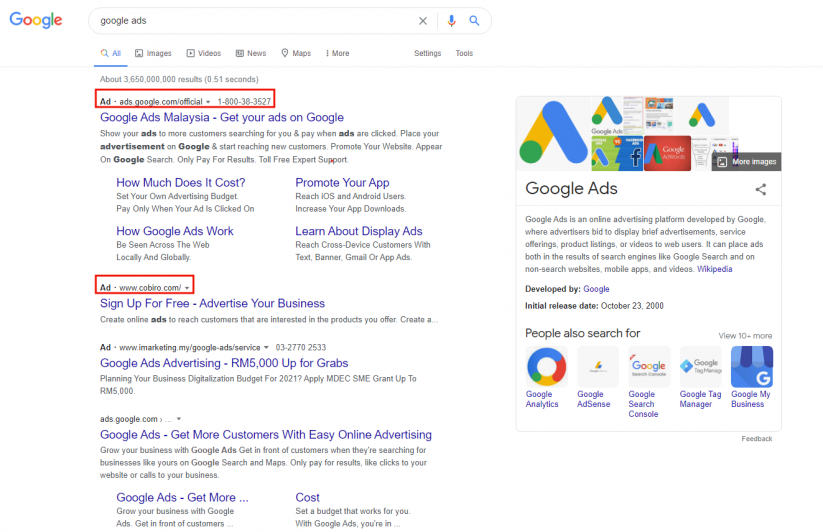 Google Ads on SERP