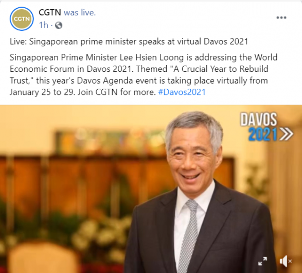 An example of CGTN live video post