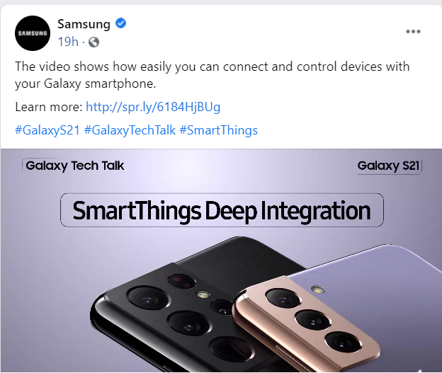 A post on Samsung S21