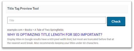 Title tag preview tool