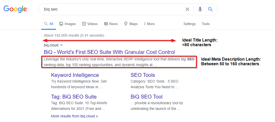 google seo description length