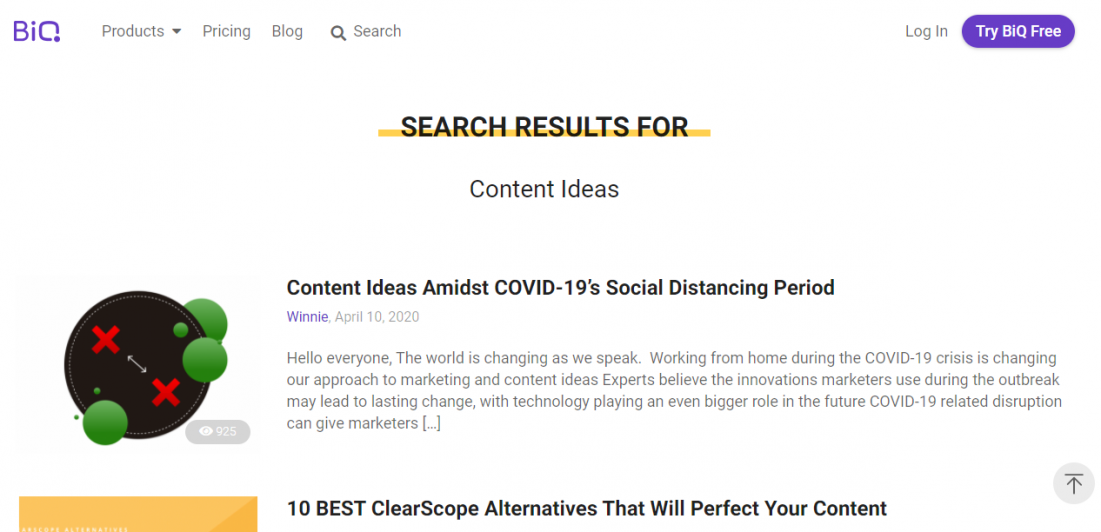 internal website search for new content ideas