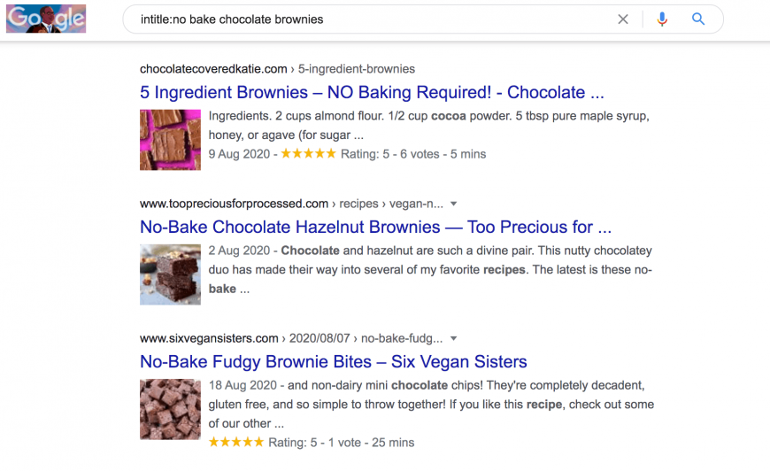 Description: Google search results for intitle: no bake chocolate brownies