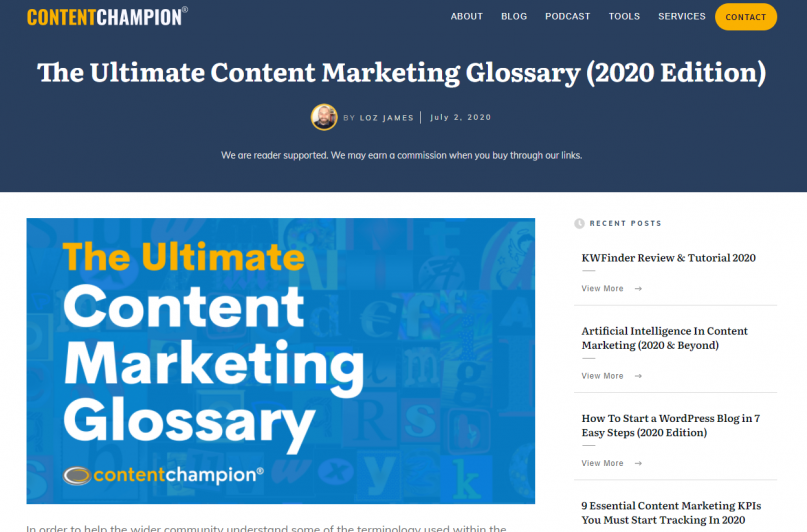 Evergreen content ideas - industry-specific glossary