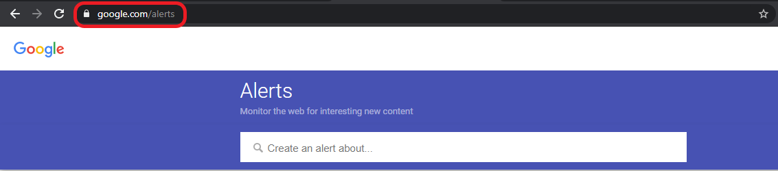 google alerts homepage