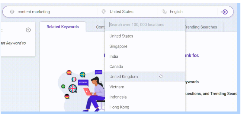 BiQ Keyword Intelligence - Geographical location and language