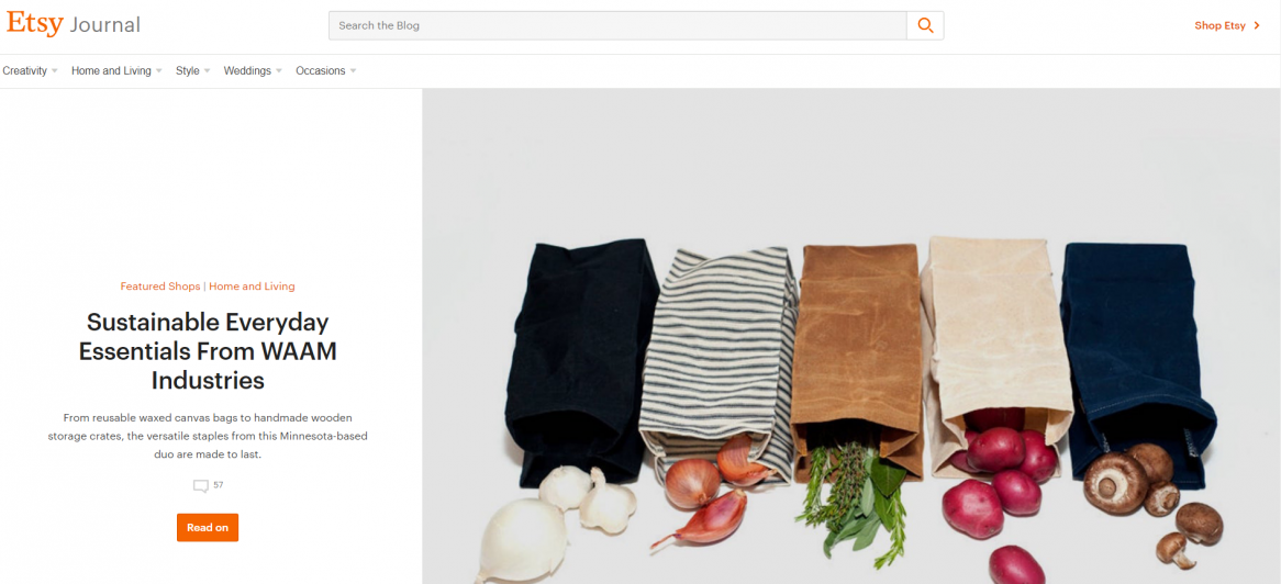 Content hub example 2 - etsy journal