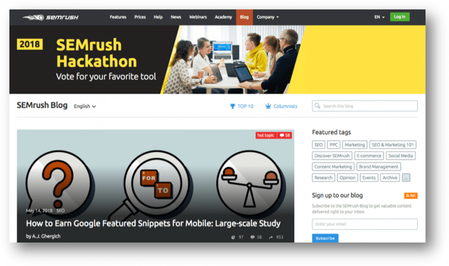 best seo blogs - semrush