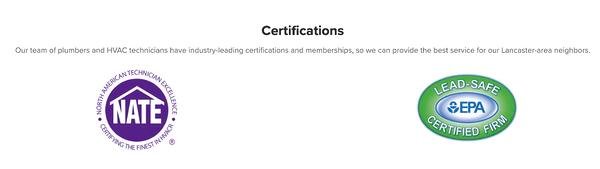 example of certifications