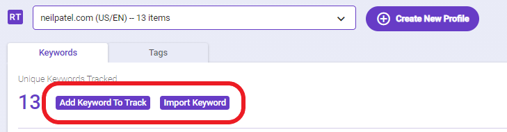 In the overview of Rank Tracking, the add keyword to track CTA button allows users to add more keywords to be tracked.