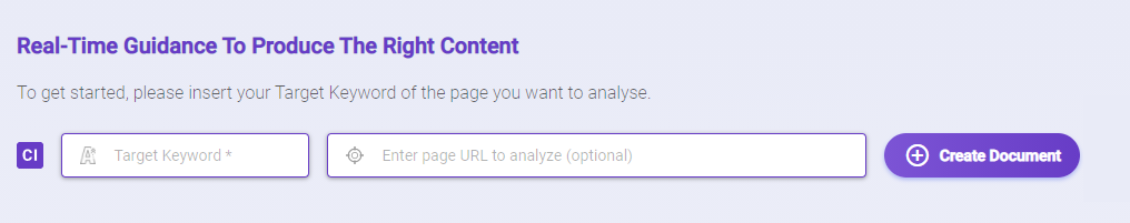 BiQ Content Intelligence Keyword Input Search Bar