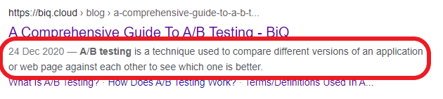 local SEO checklist : use keyword in meta descriptions