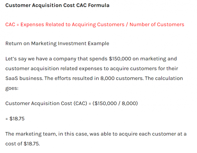 Customer acquisition cost KPI