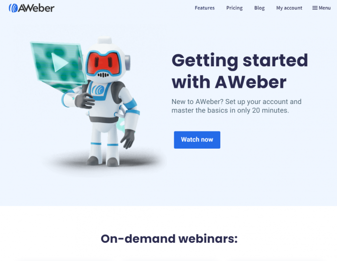 B2B video marketing strategies: Aweber's webinar that can be seen online