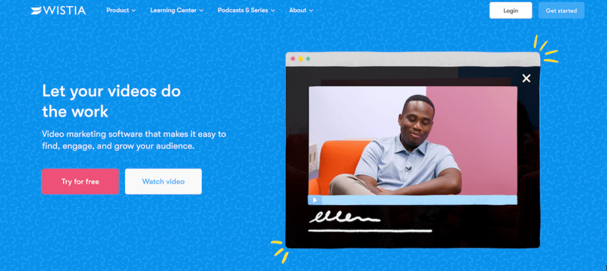 Wistia's brand video seen on their homepage as part of their video strategies