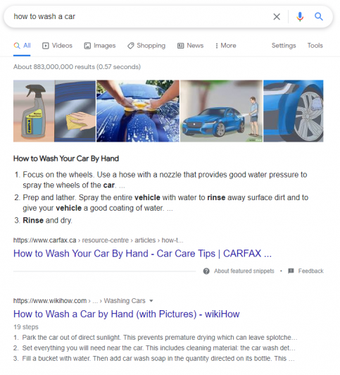 An example of position zero seen on  google SERP