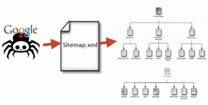The search engine bots will crawl through the sitemap