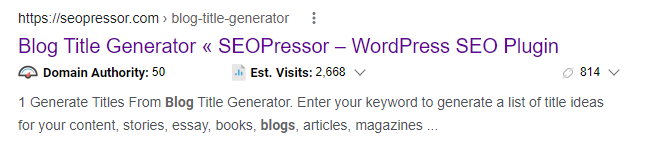 Title and meta description example found on SERP