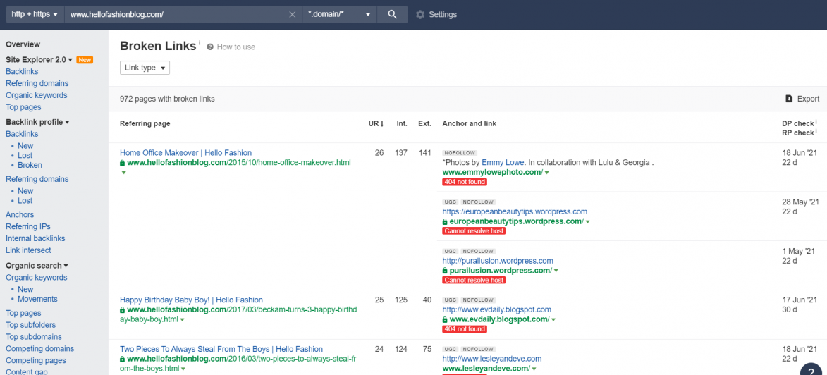 Ahrefs’ broken link checker