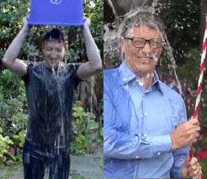 Screenshot of Bill Gates and Mark Zuckerberg doing the ALS Ice Bucket Challenge