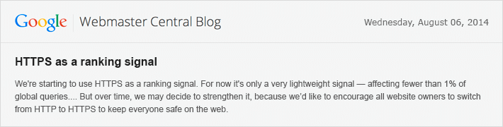 HTTPS as a ranking signal description by Google shows the importance of HTTPs