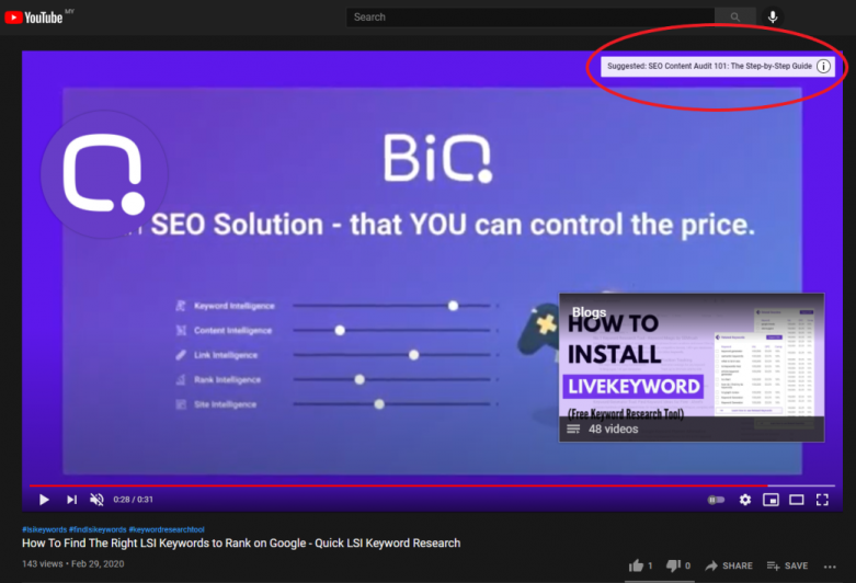 Info card as seen on the top right of a Youtube video