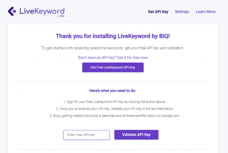 How To Install LiveKeyword - Thank you page