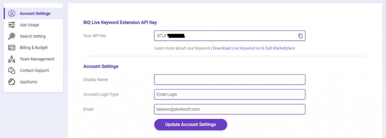 How To Install LiveKeyword - API key