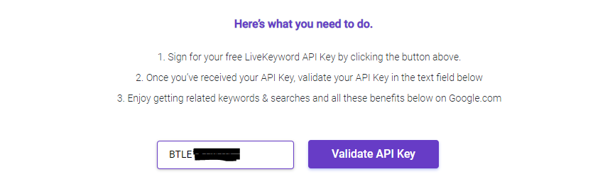 How To Install LiveKeyword - Validate API key