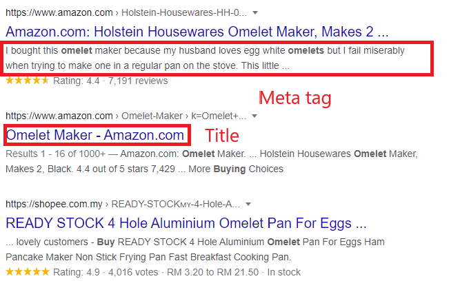 title and meta description in Google serp