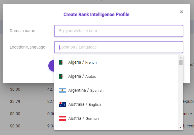 Users are able to select from a location or language that they prefer