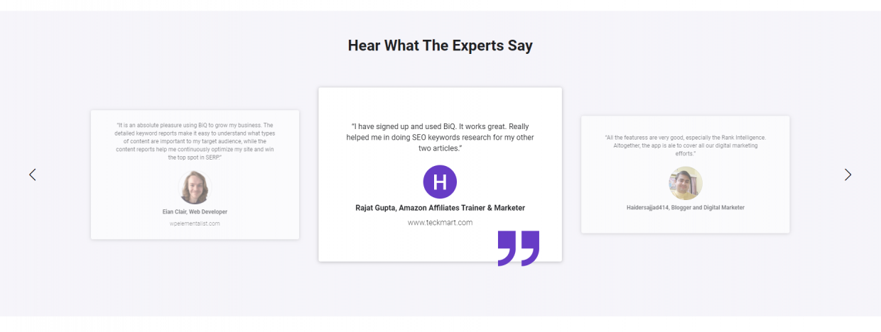 Testimonials and "hear what the experts say" are important proofs in generating sales and marketing leads