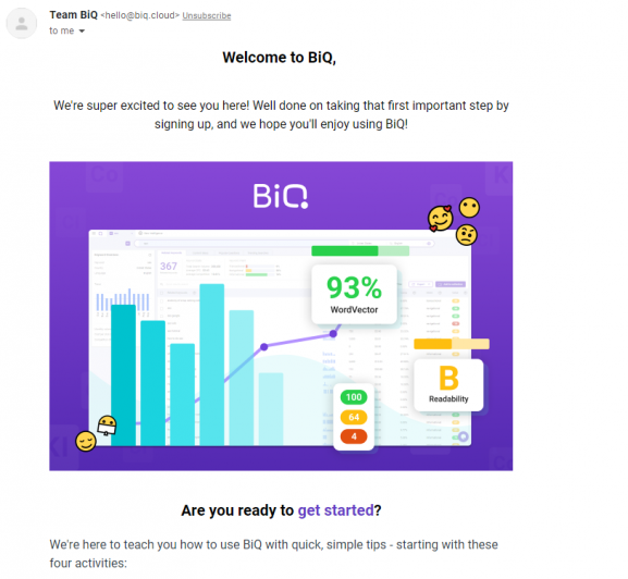 email marketing examples: welcome email