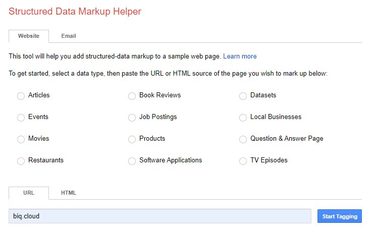 Google Structured Data Markup Helper