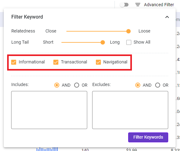 serp analysis - BIQ search intent filter