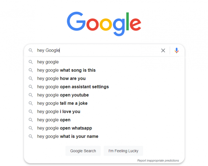 Typed Search query on Google