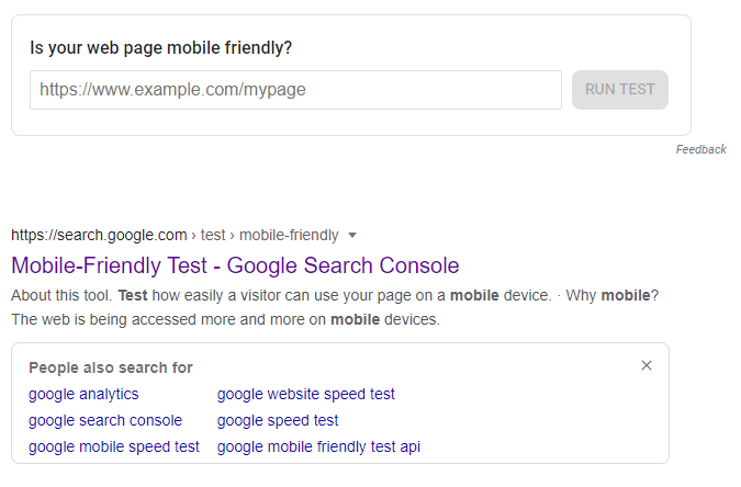 Google mobile friendly test tool