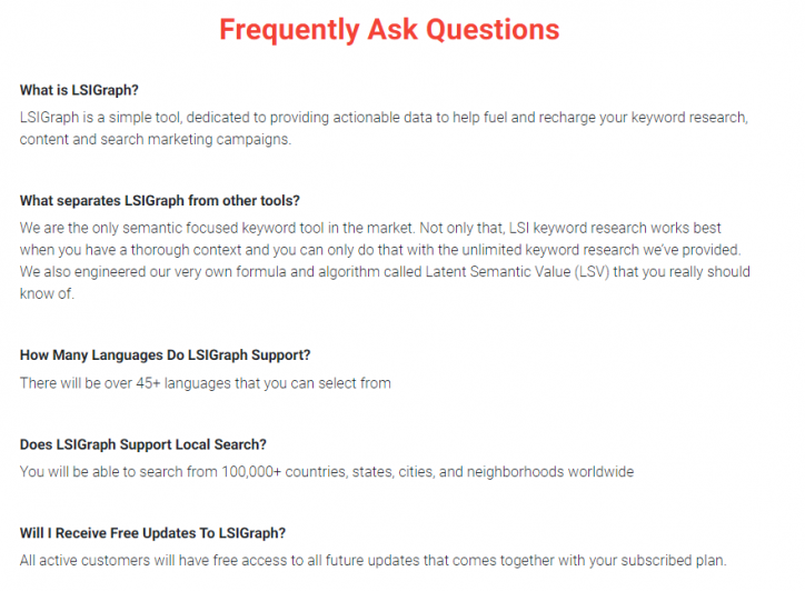 LSIGraph drafted clear FAQ questions on their USP and how they differ from their competitors. 