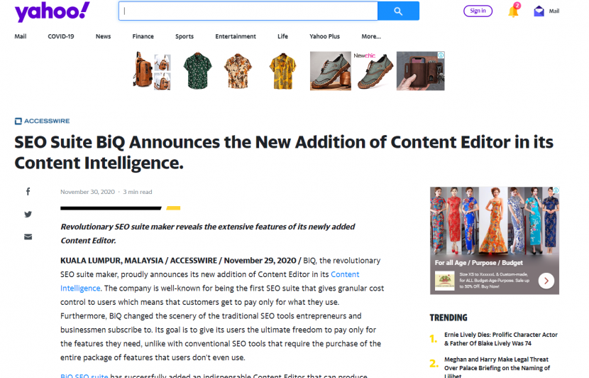 Send Press release to get wider reach just like BiQ