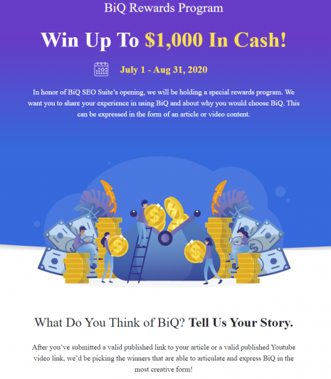 BiQ Rewards Program Online Contests