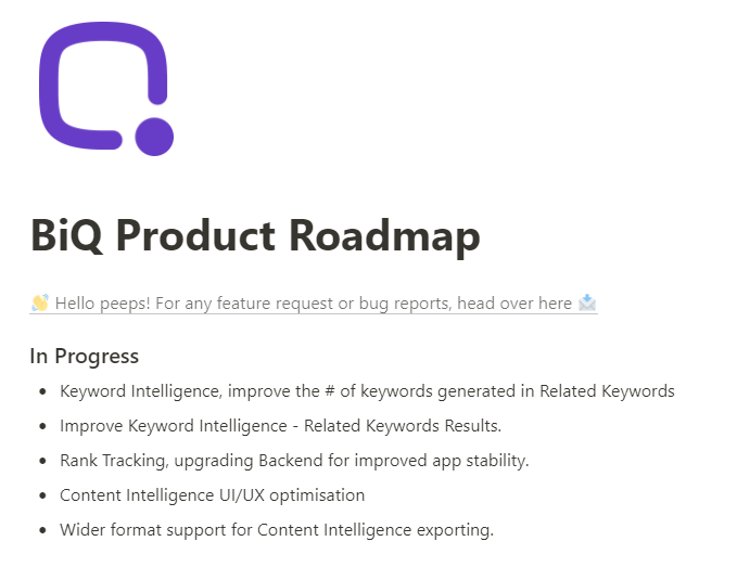 BiQ's product launch roadmap