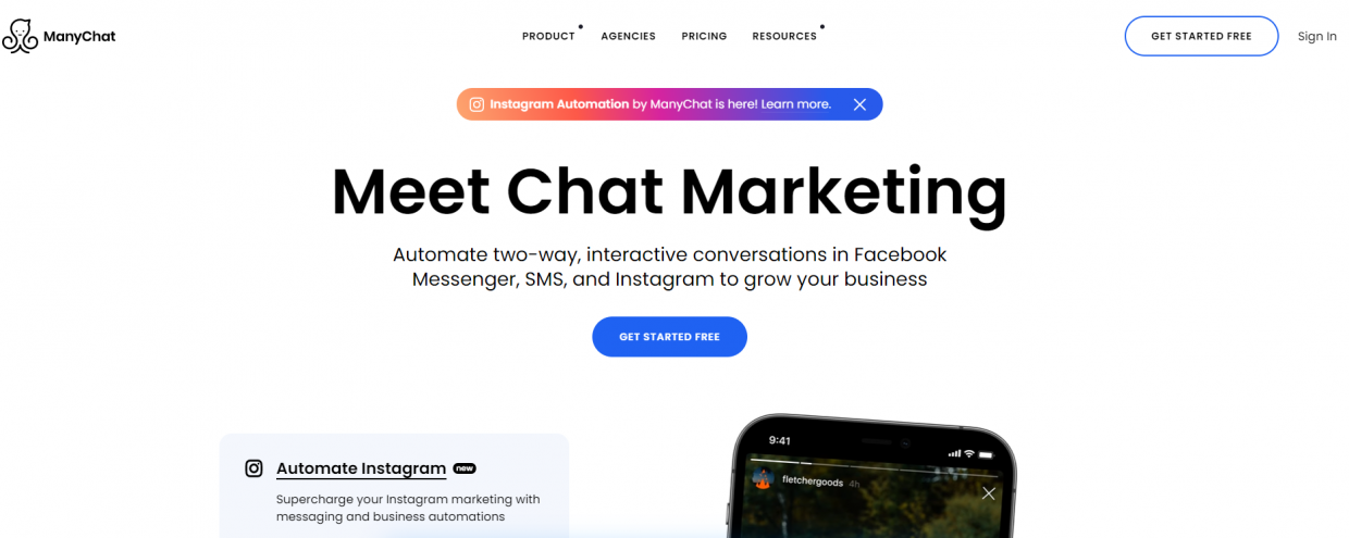 Manychat homepage