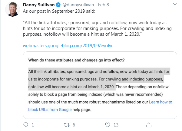 Nofollow becomes a hint for Google's crawling and indexing purposes.